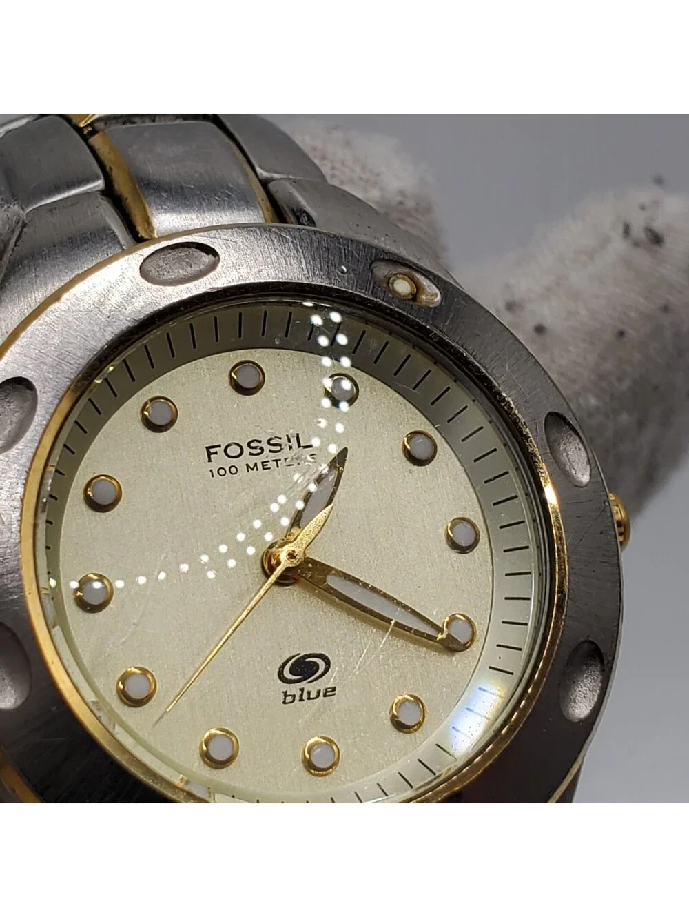 Fossil Blue Watch Women 29mm Two-Tone New Battery